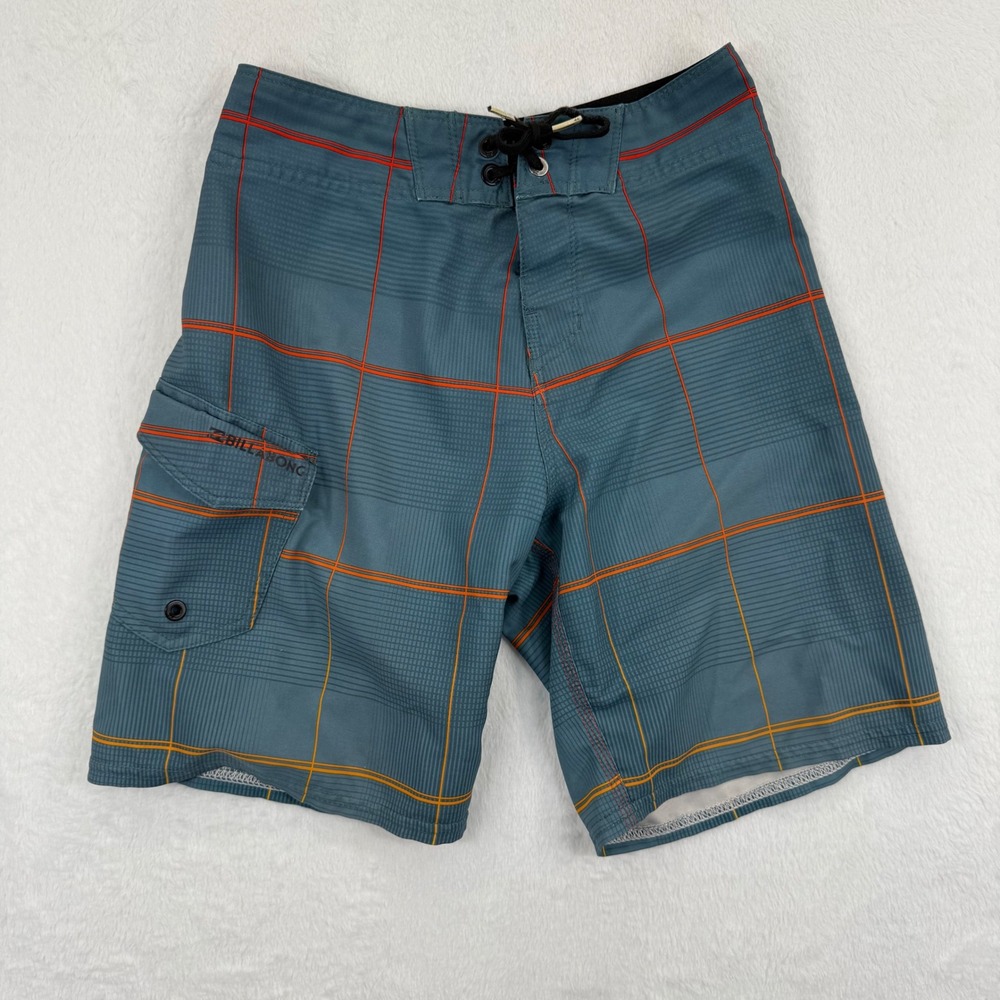 Billabong Platinum X Recycler Plaid Board Shorts Youth Size 8-9 READ‎